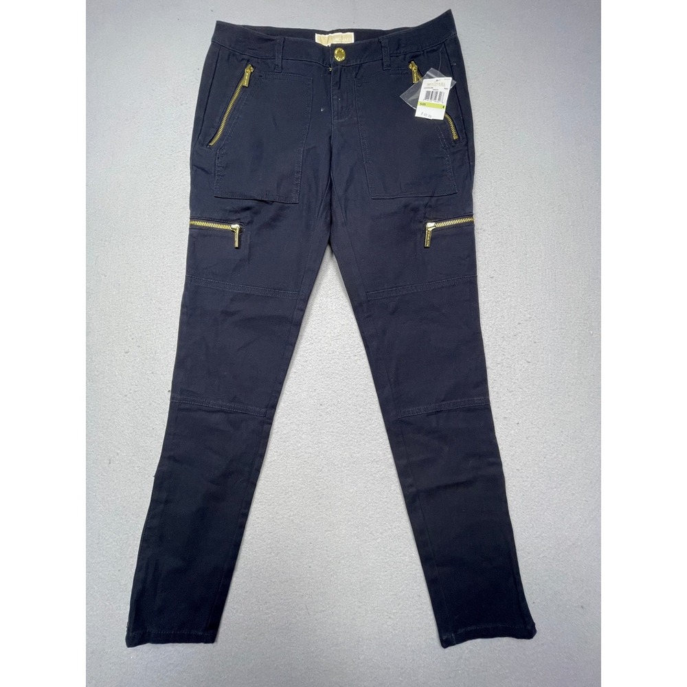 Michael Kors Cargo Pants Cotton Blend Navy Blue 4 Womens